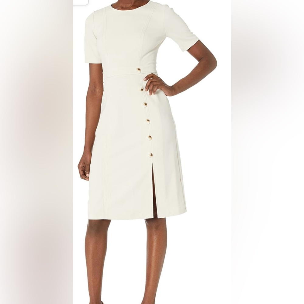 Maggy London Cream Button-Detail Dress